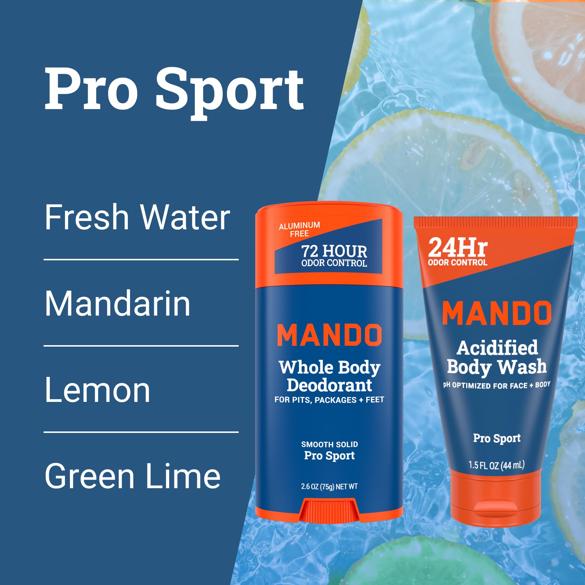 Mando Acidified Body Wash bottle ready for rich lather and cleansing.