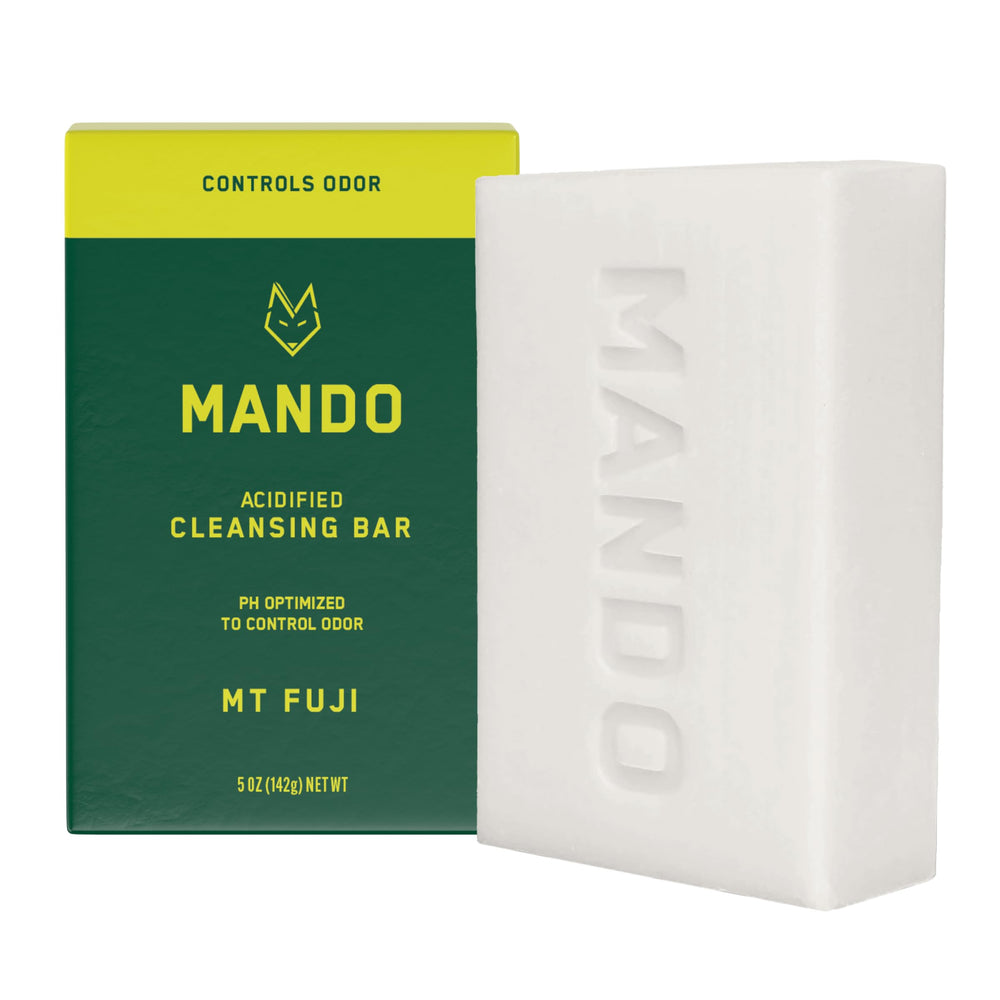 Mando Acidified Cleansing Bar Mt Fuji bar view highlights compact design and premium lather.