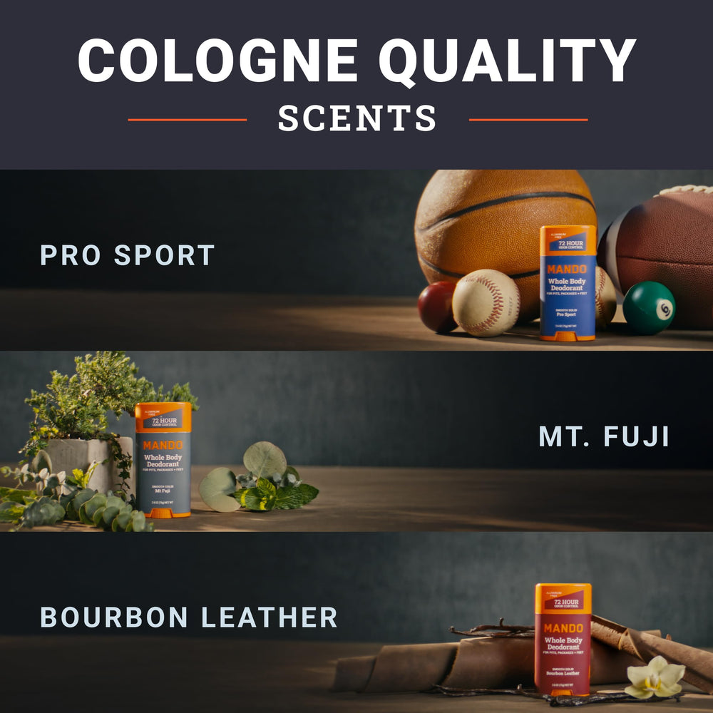 Mando aluminum-free and baking soda-free label signals a gentle option.
