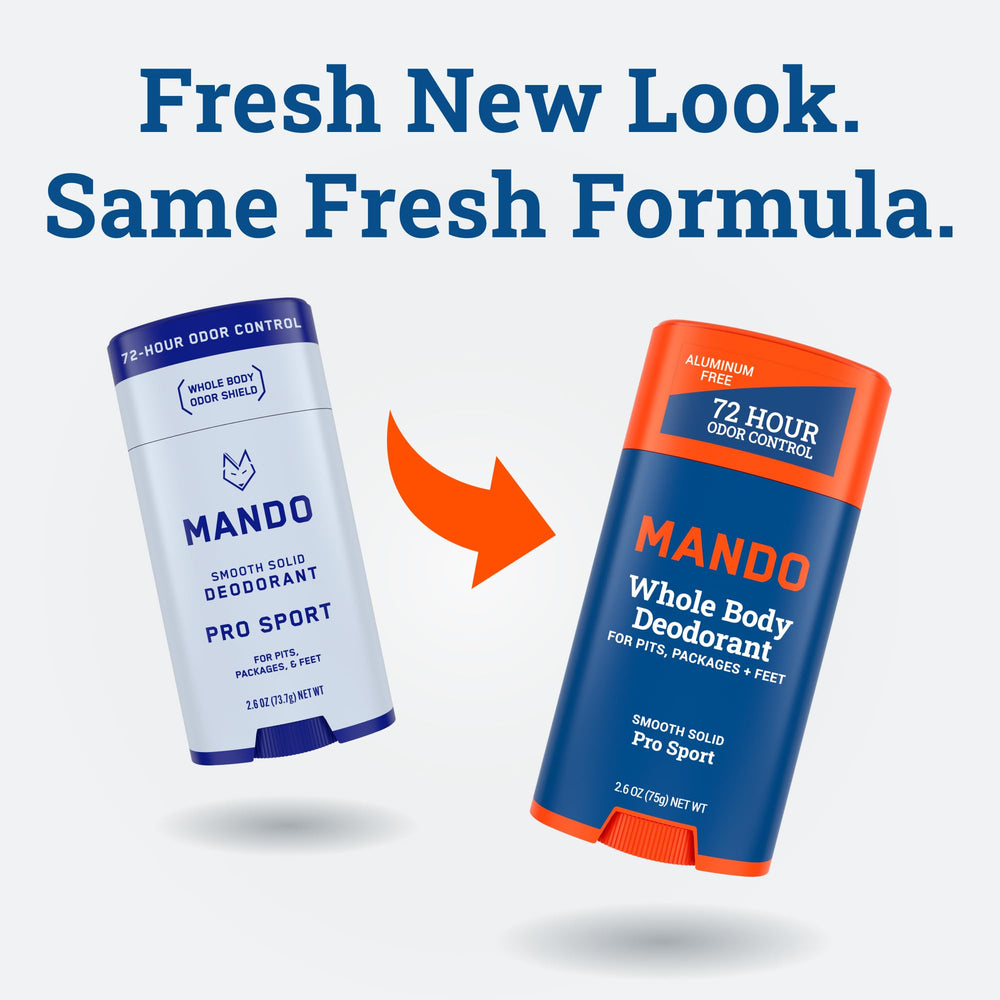 Mando aluminum-free baking soda-free claim on packaging for sensitive skin