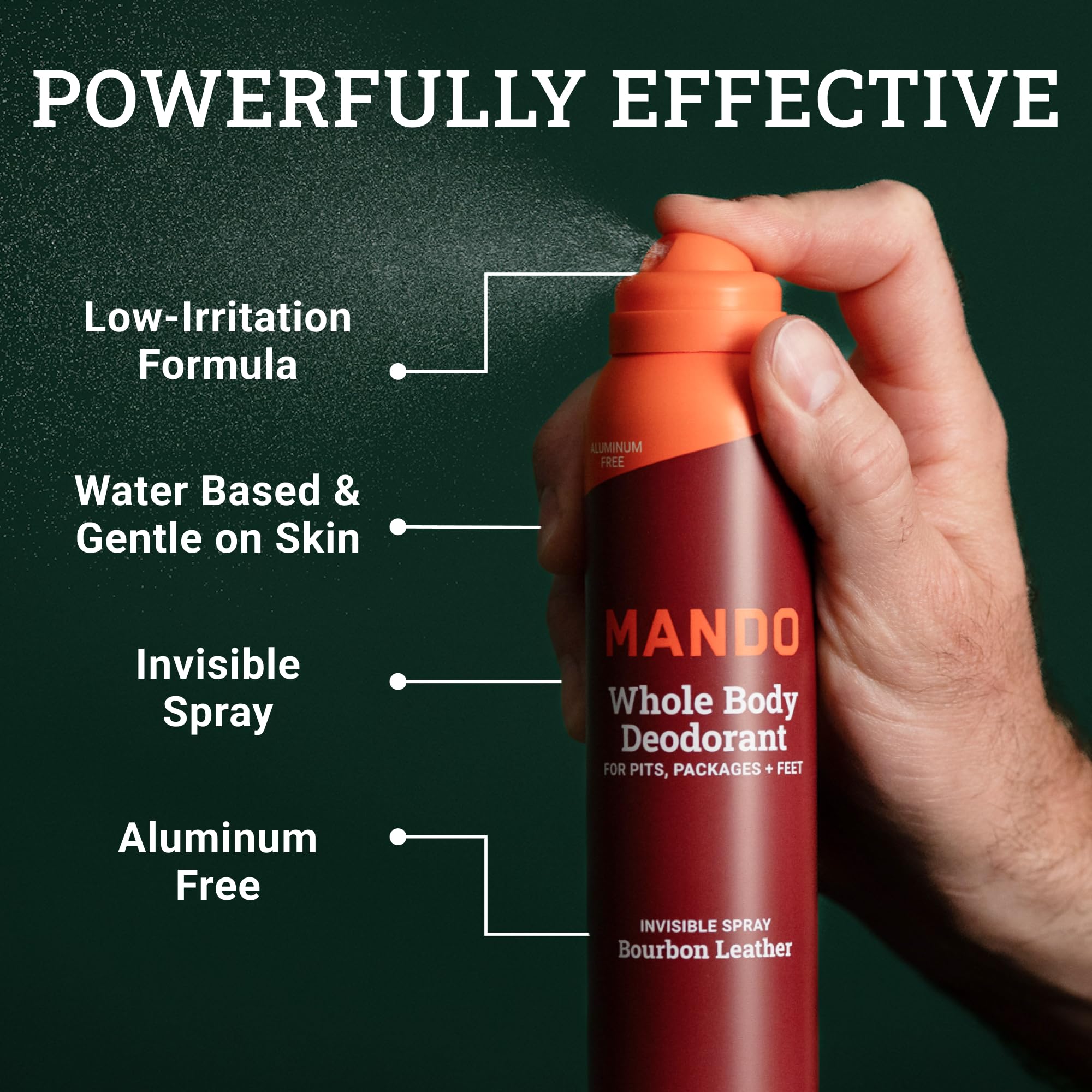 Mando baking soda-free formula minimizes irritation while fighting odor.