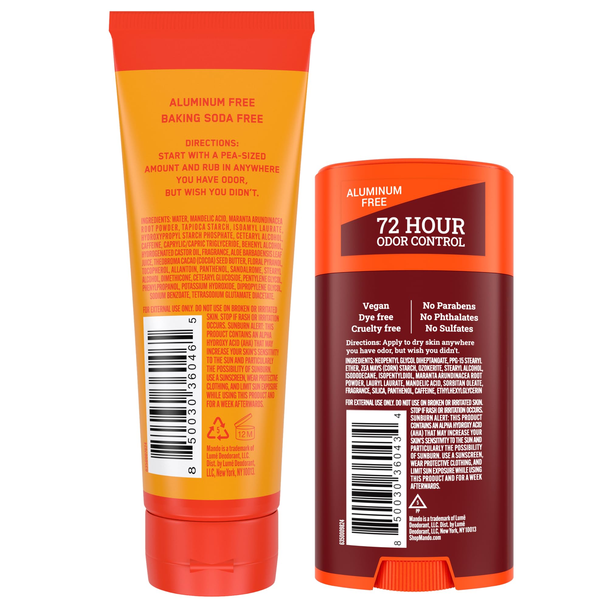Mando Bourbon Leather solid stick with aluminum-free formula for sensitive skin.