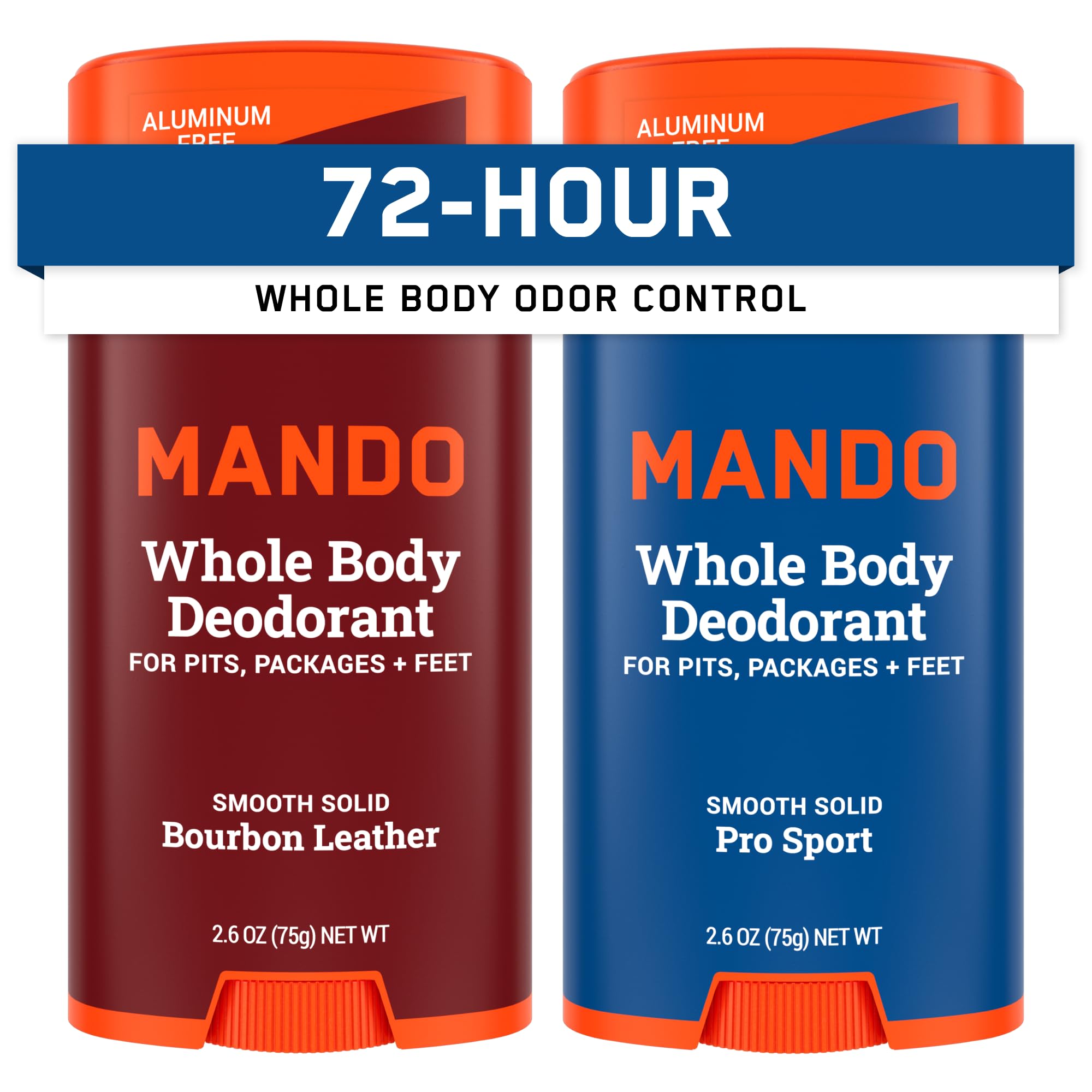Mando Bourbon Leather deodorant stick front view showing long-lasting odor protection