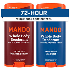 Mando Bourbon Leather deodorant stick front view showing long-lasting odor protection