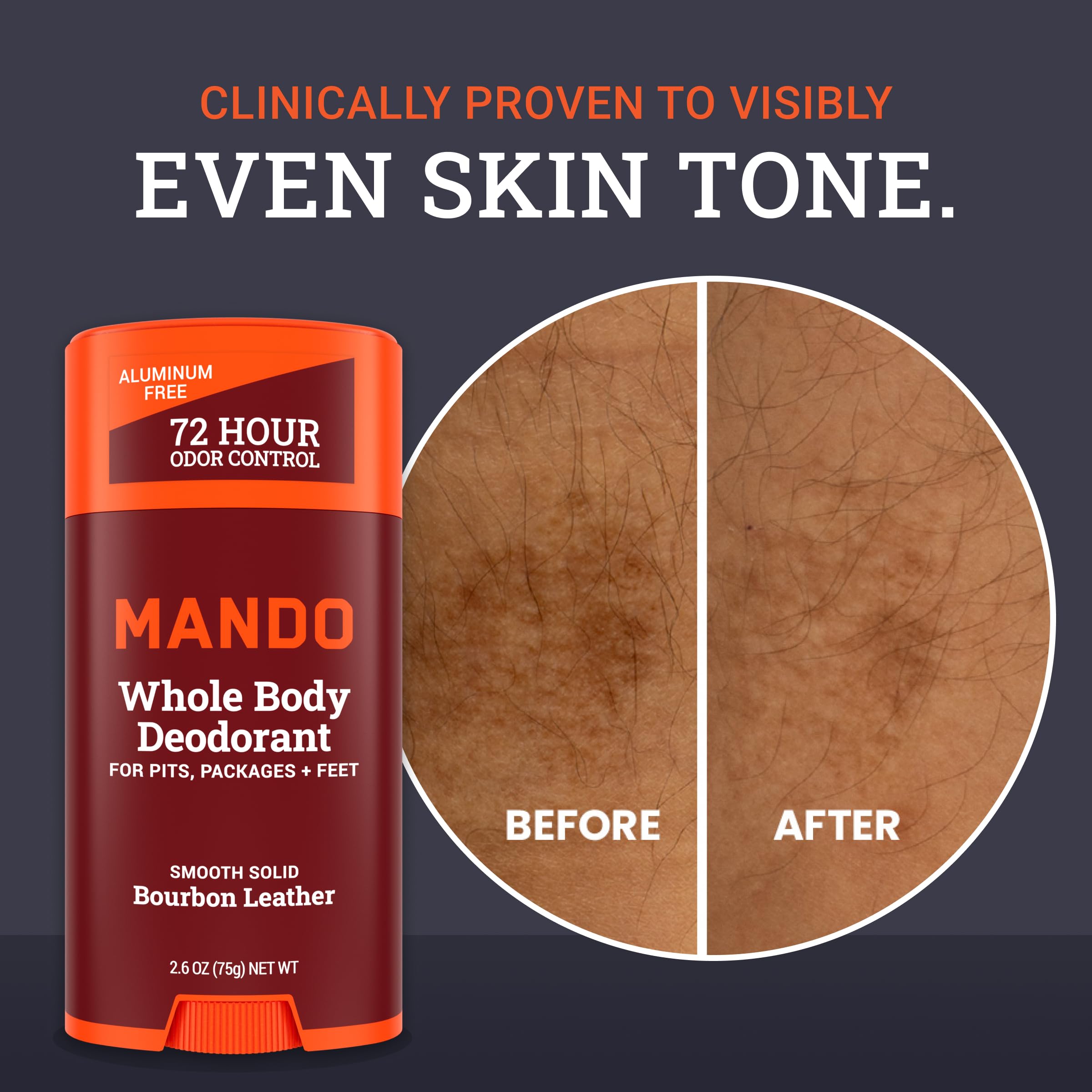Mando Bourbon Leather smooth glide on skin shows skin-safe, aluminum-free formulation.