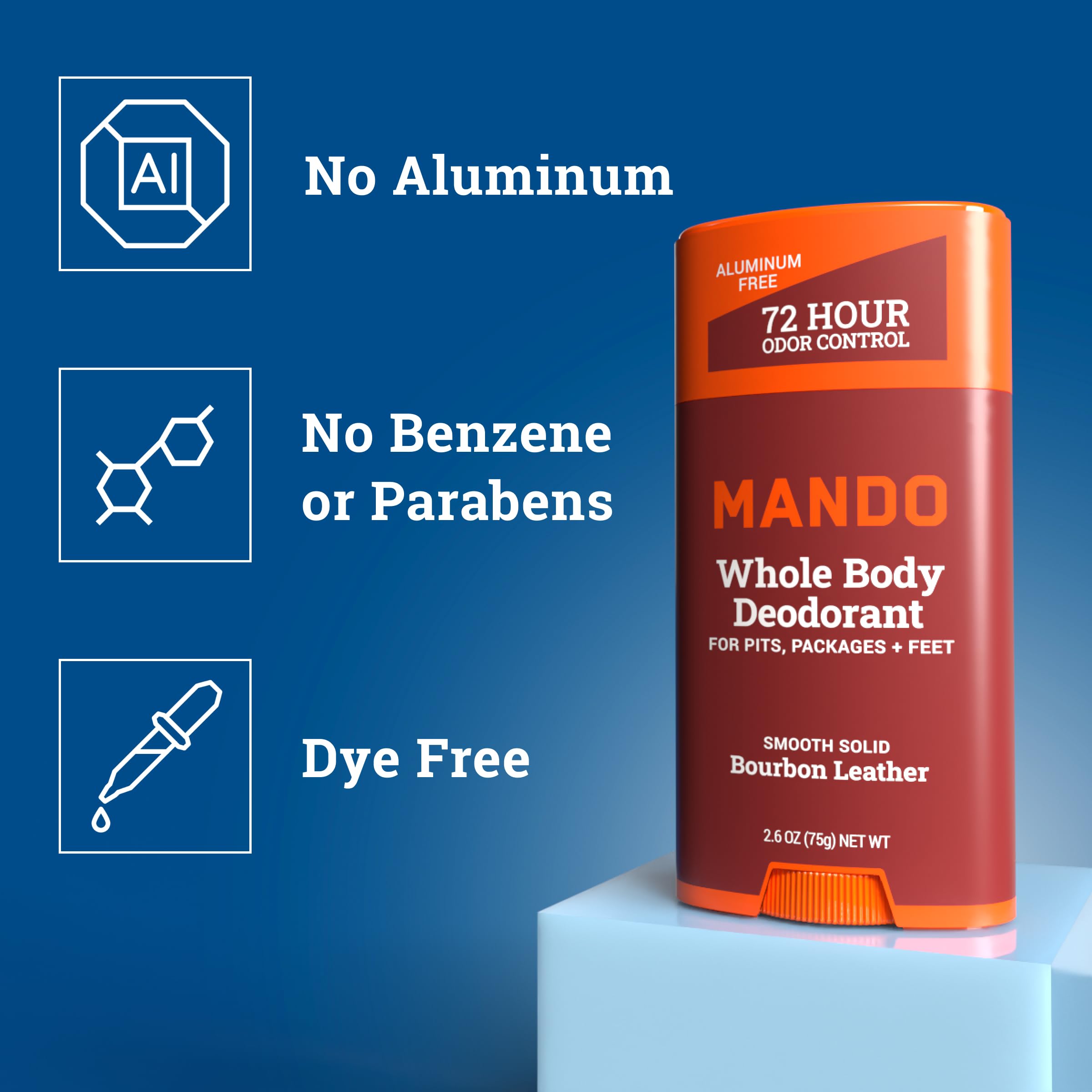 Mando Bourbon Leather packaging box shown for convenient storage and travel-ready odor protection.