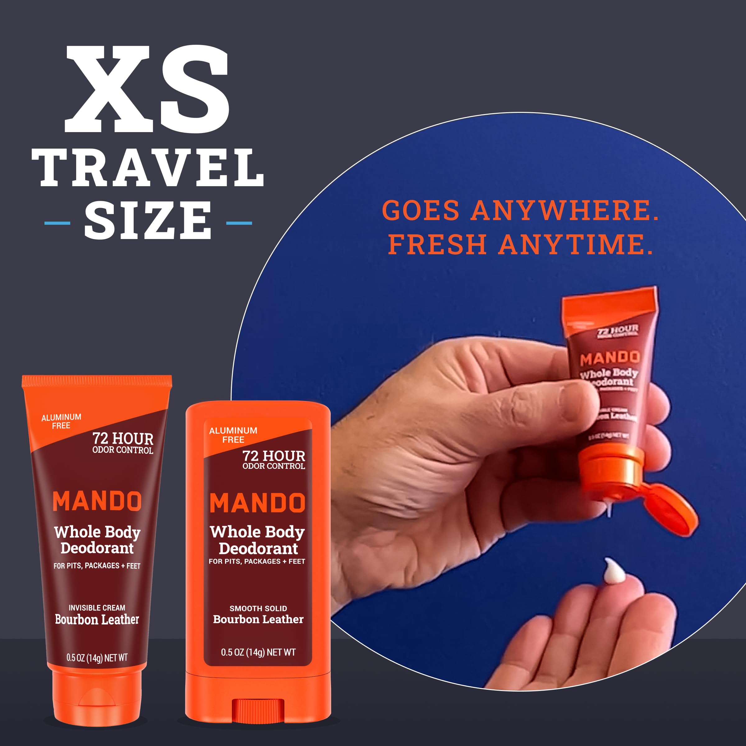 Mando Bourbon Leather scent stick, compact solid for daily freshness.