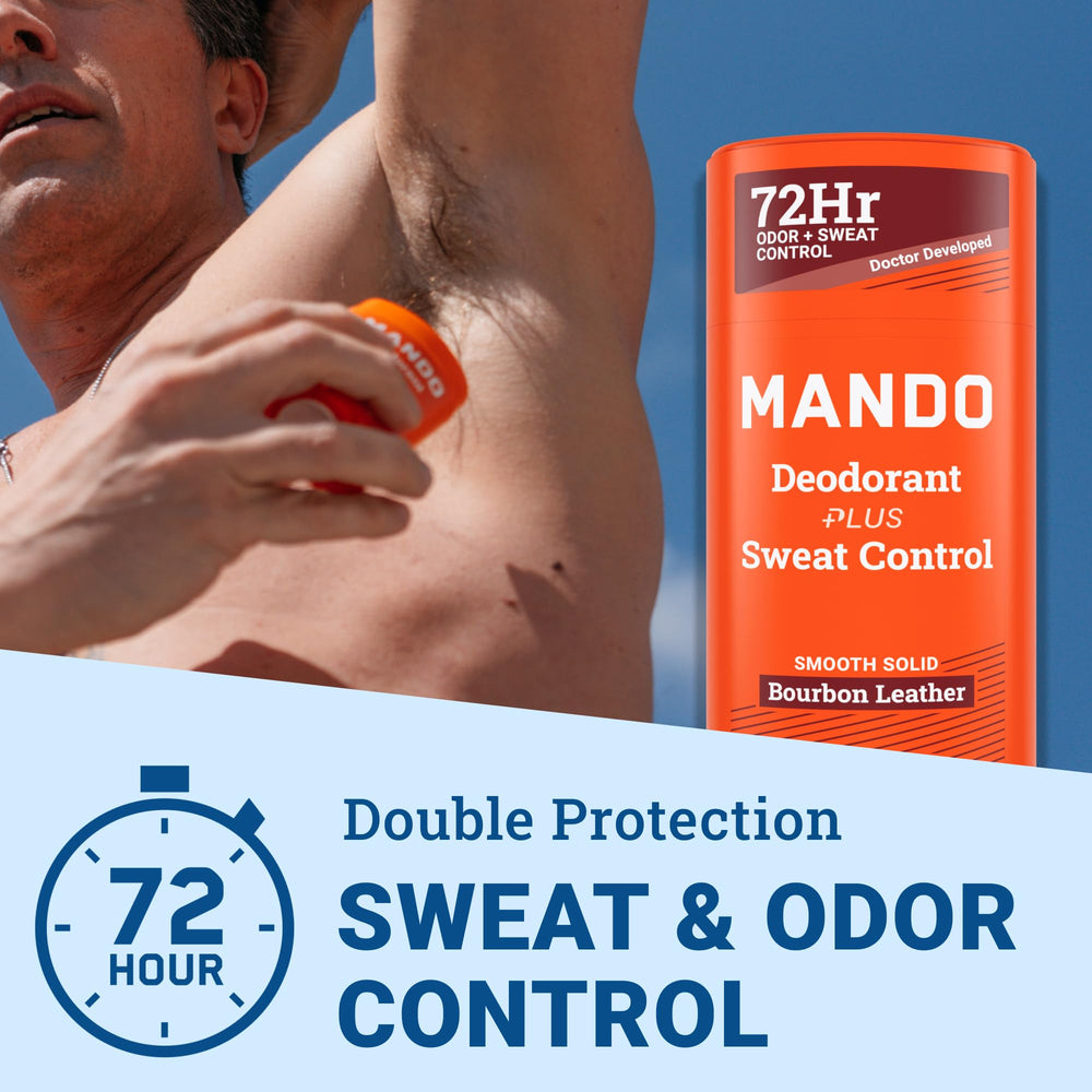 Closeup of Mando Bourbon Leather stick showing smooth application for daily wear.