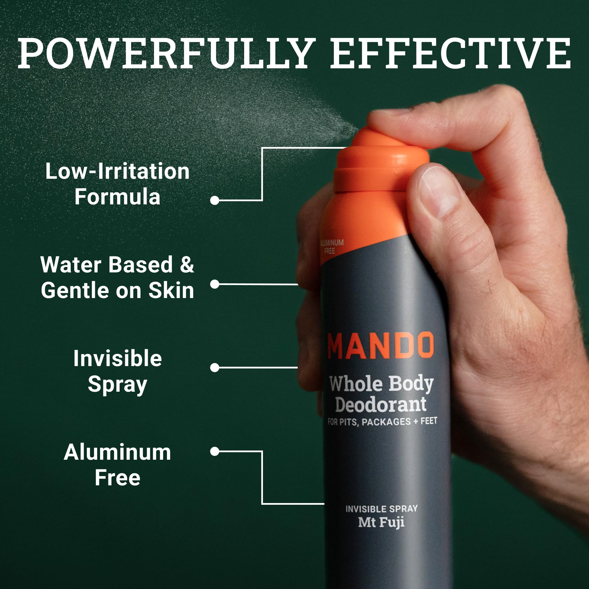 Close-up of Mandelic acid formula in Mando deodorant for odor control