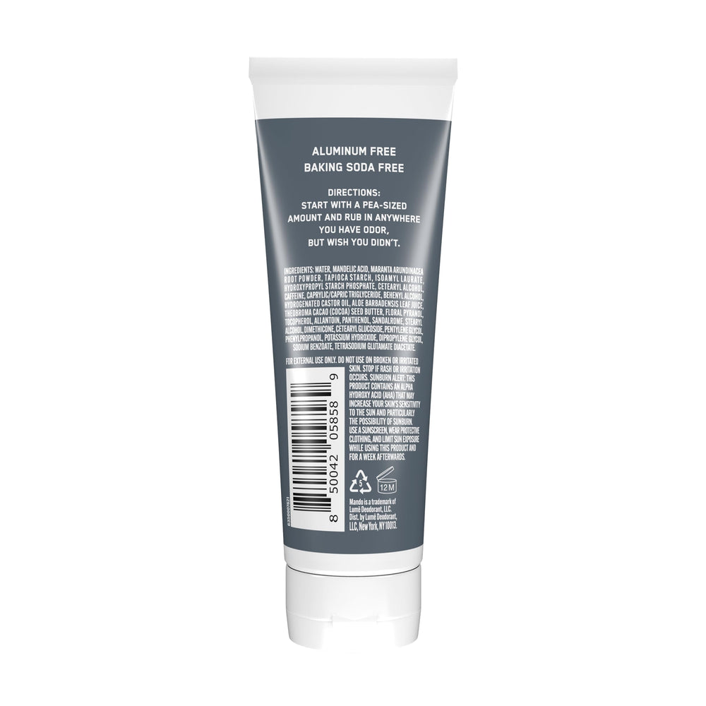 Mando cream texture close-up highlights smooth, skin-safe preodorant formula.