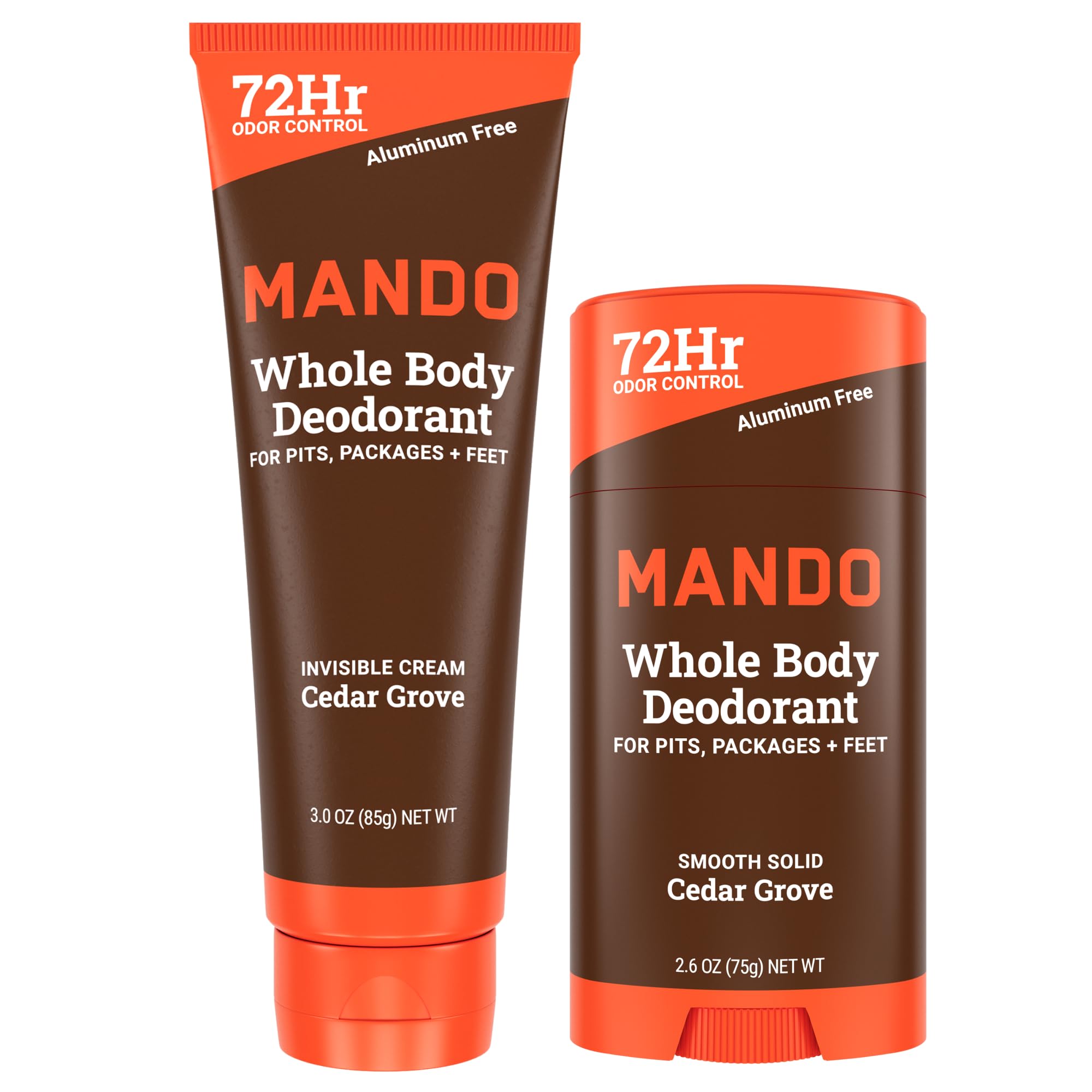 Mando cream tube in hand applying long-lasting odor control