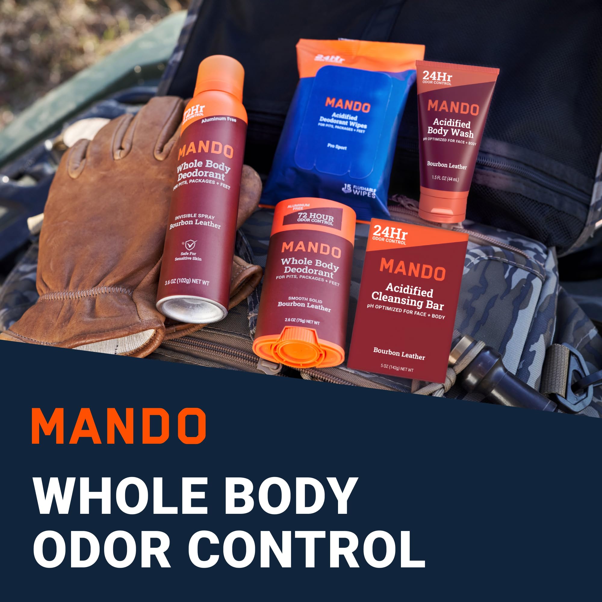 Mando deodorant spray 3-6oz with quick-dry application for active days