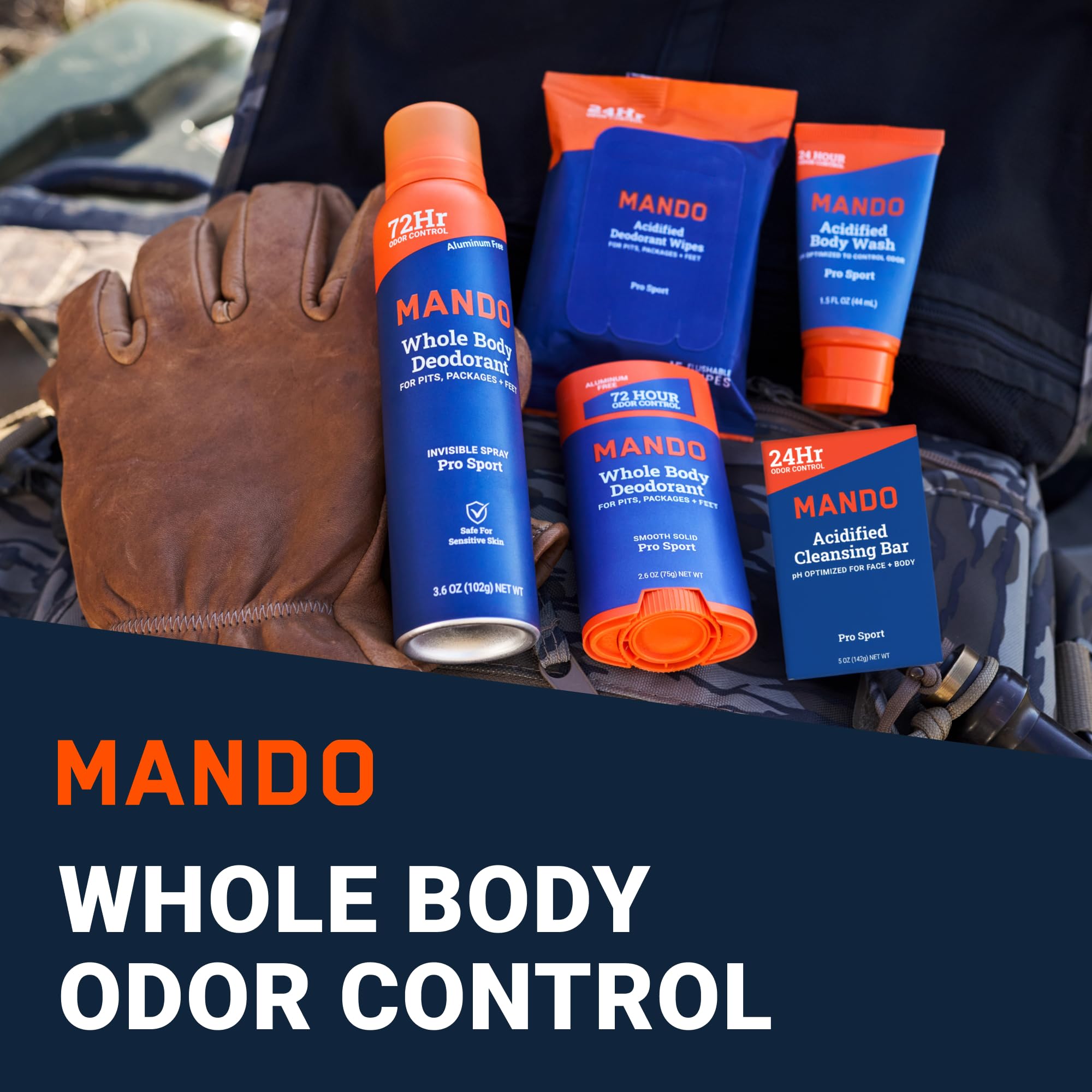 Mando deodorant spray offers refreshing mist and mess-free coverage.