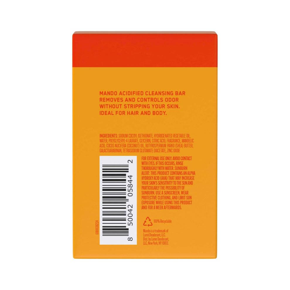 Mando Acidified Cleansing Bar foamy lather for gentle cleansing.