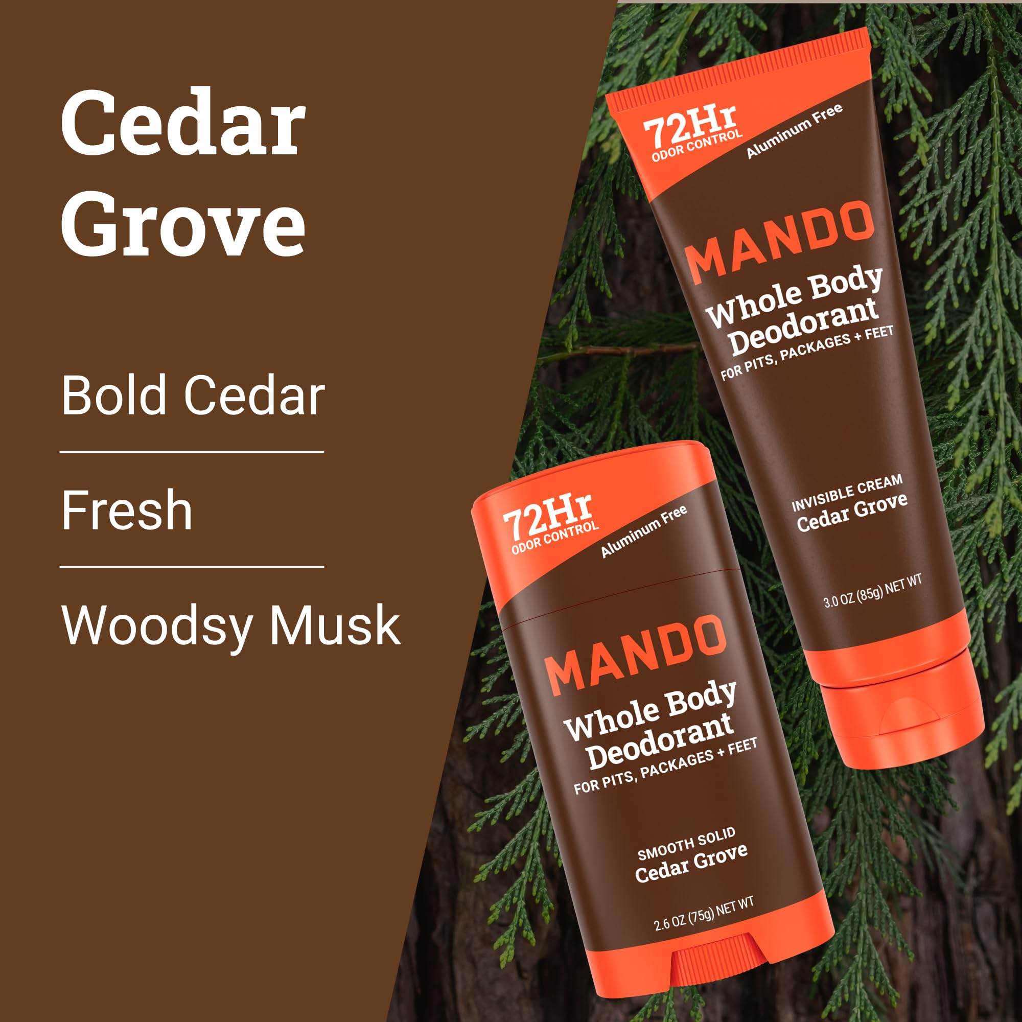 Close-up of Mando ingredients label showing skin-safe formula