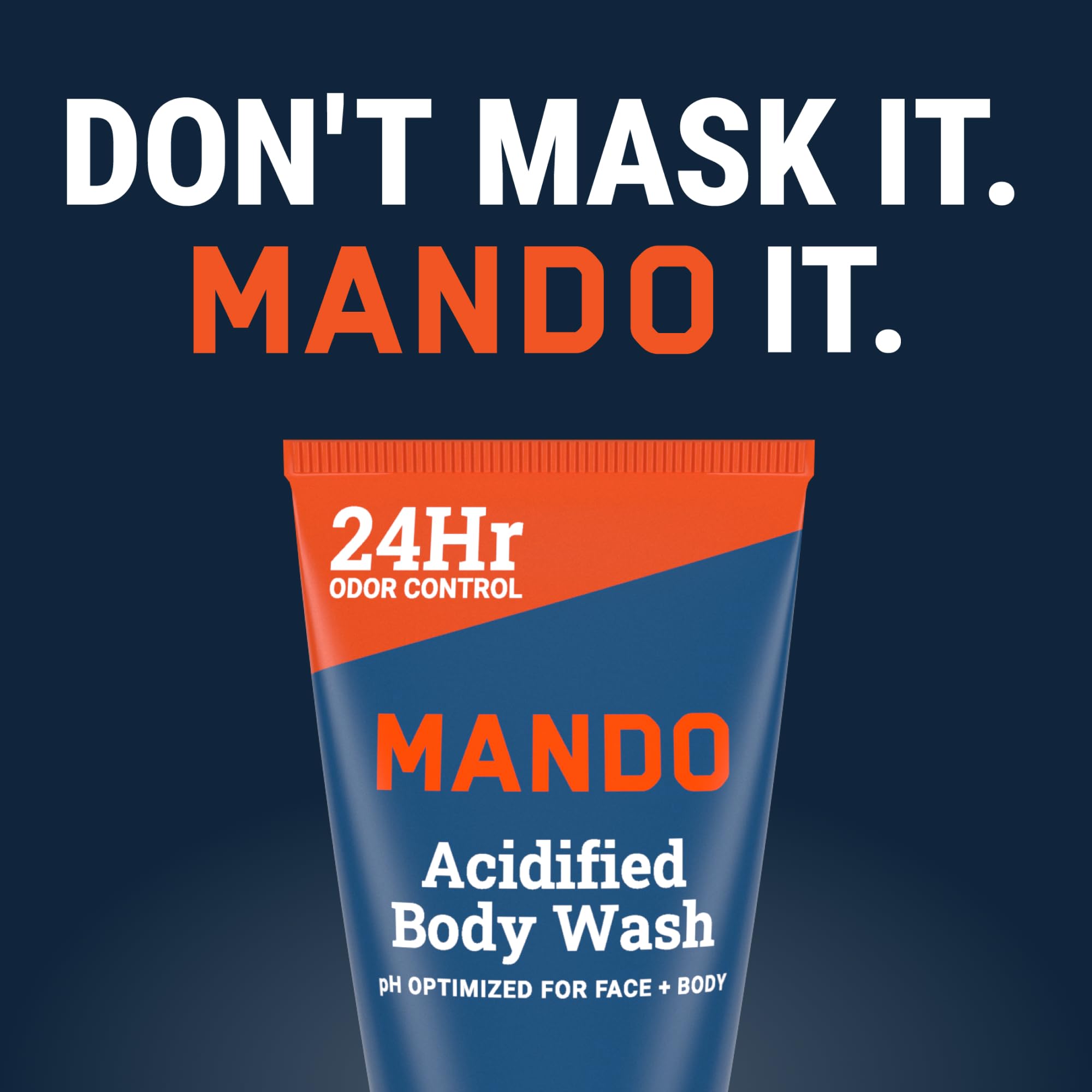 Mando Safe-ingredients label conveys gentle, skin-friendly cleansing.