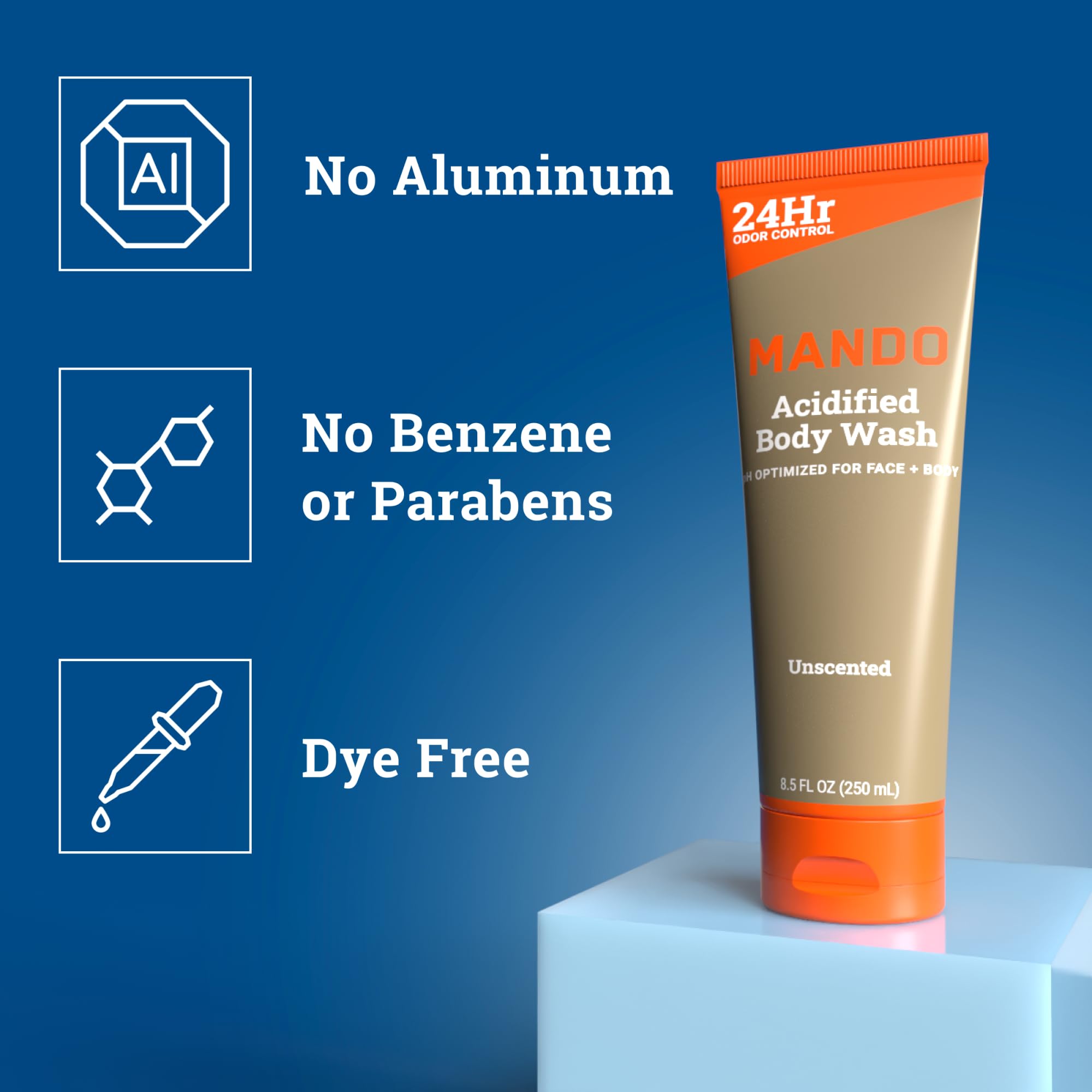 Mando Odor Shield foam close-up showing gentle cleansing