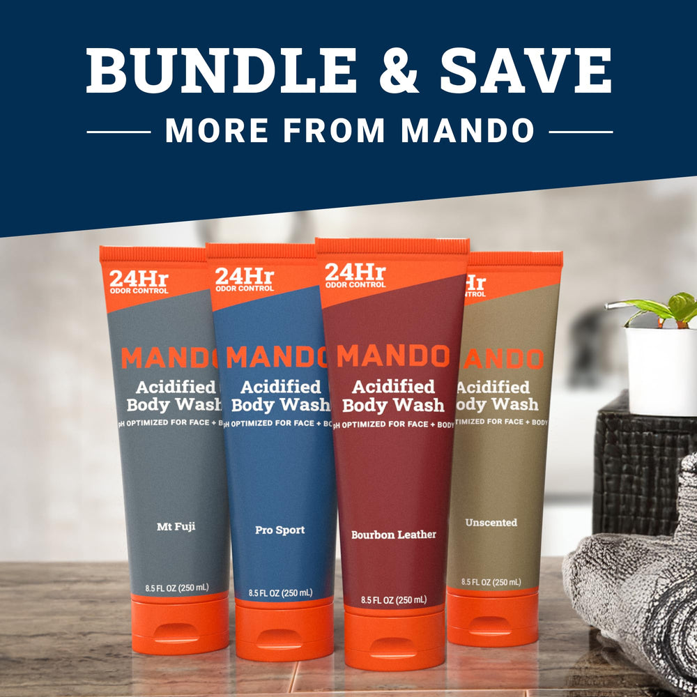 Mando Odor Shield label close-up shows 8.5 oz size