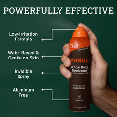 Pack of two Mando deodorant spray for easy home and travel use.