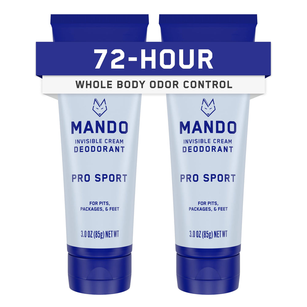 Mando Pro Sport bottle with invisible cream for all-day odor control.