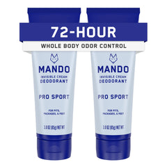 Mando Pro Sport bottle with invisible cream for all-day odor control.