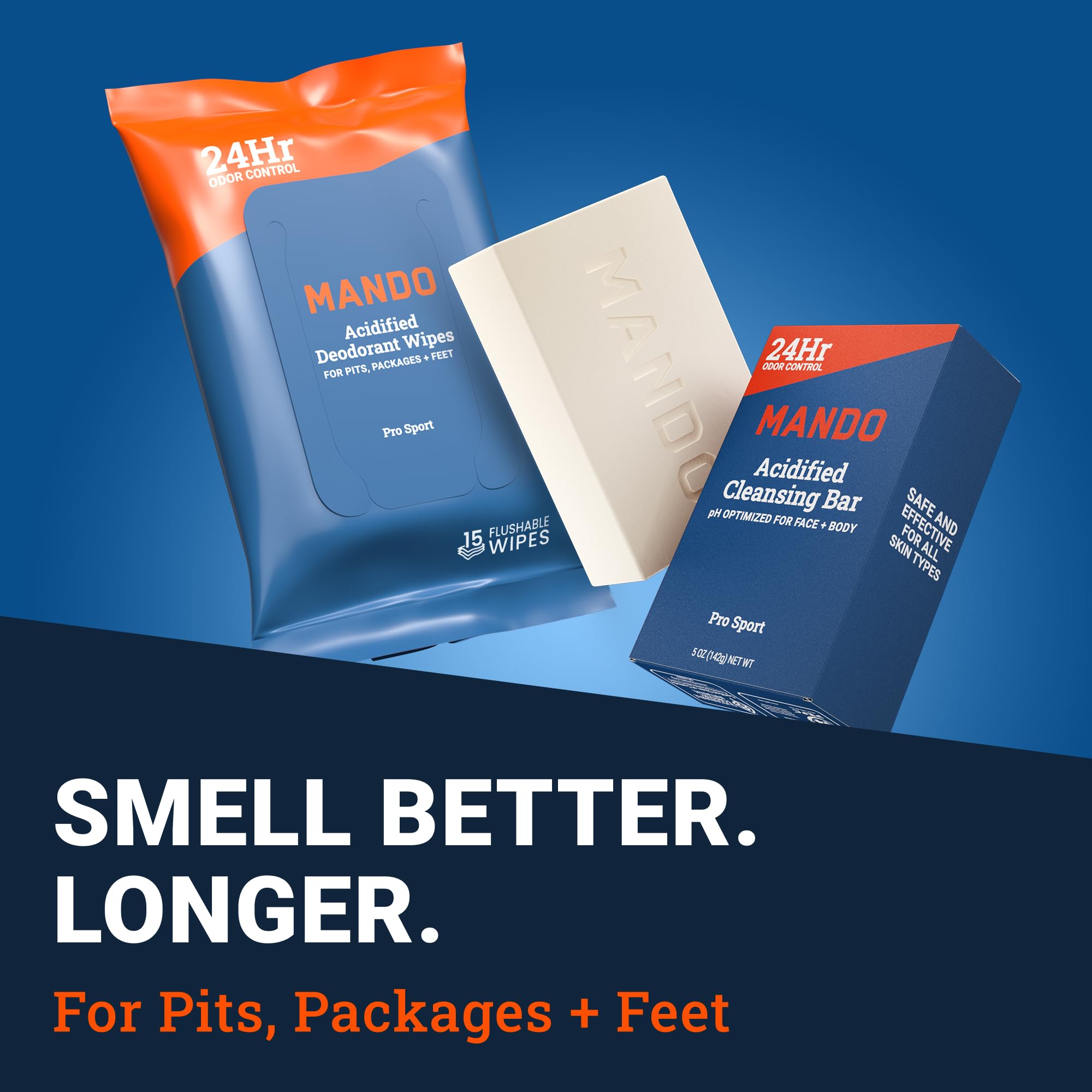 Mando Pro Sport scent features citrus notes for an invigorating feel.