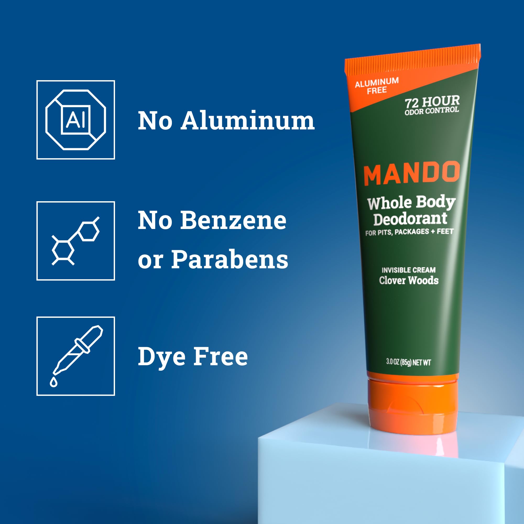Mando skin-safe, benzene-free formula suitable for sensitive skin.