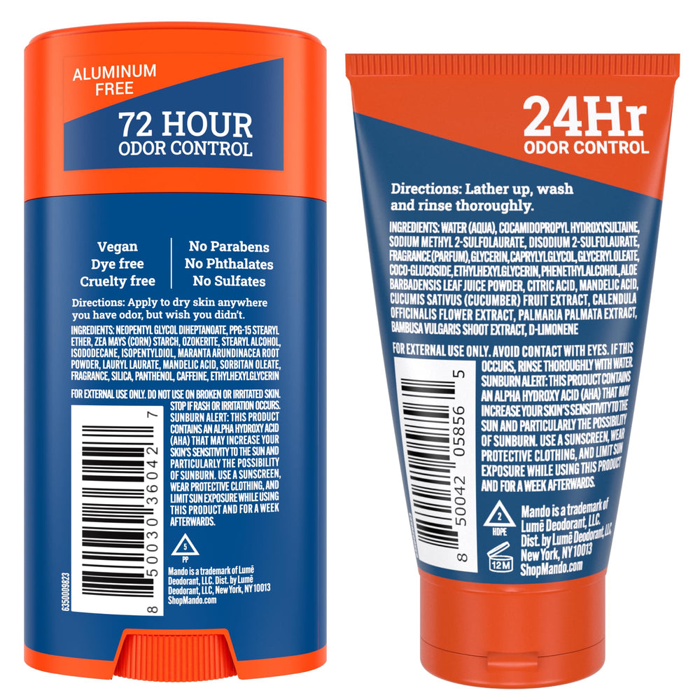 Mando Smooth Solid Stick packaging highlighting clean ingredients.