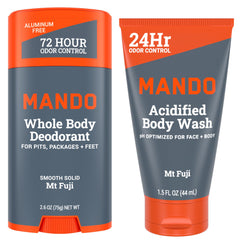 Mando Smooth Solid Stick underarm application for all-day odor control.