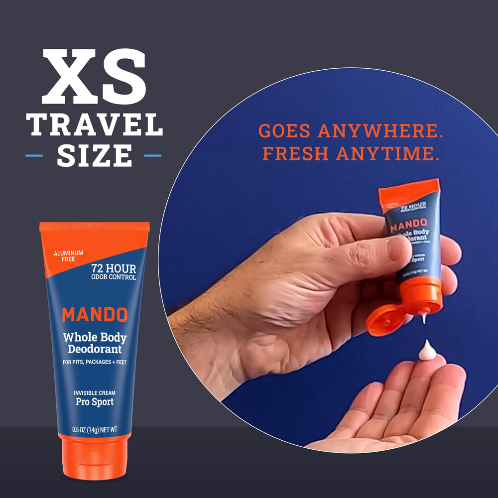 Mando travel pack duo packaging showing convenient odor control on the go.