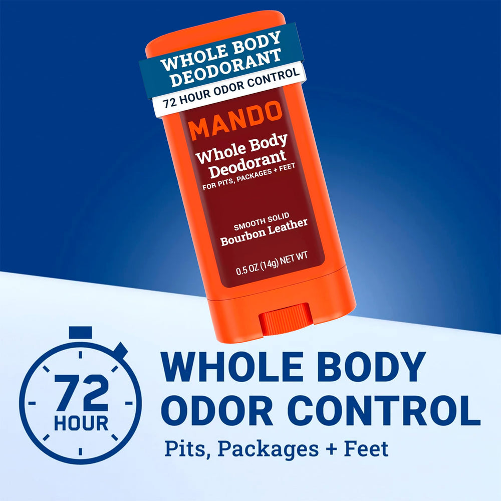 Applying Mando deodorant on the underarm demonstrates smooth glide.