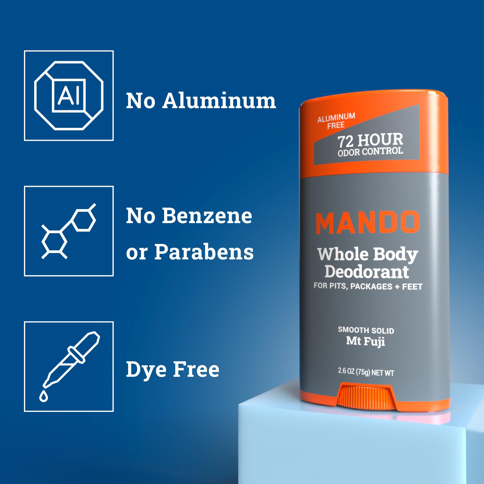 Mando Whole Body Clean image shows applying product to feet and more.
