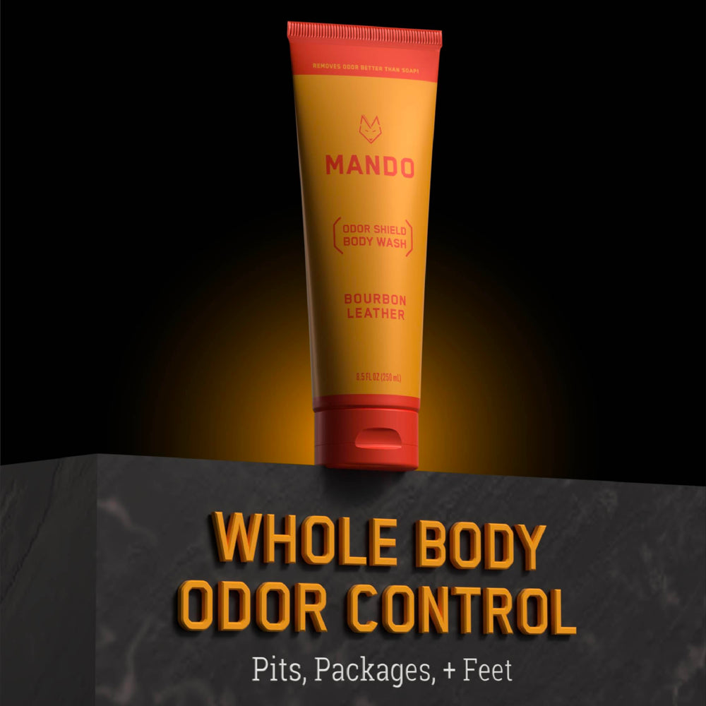 Mando Whole-Body Clean image showing odor-control across pits and feet.