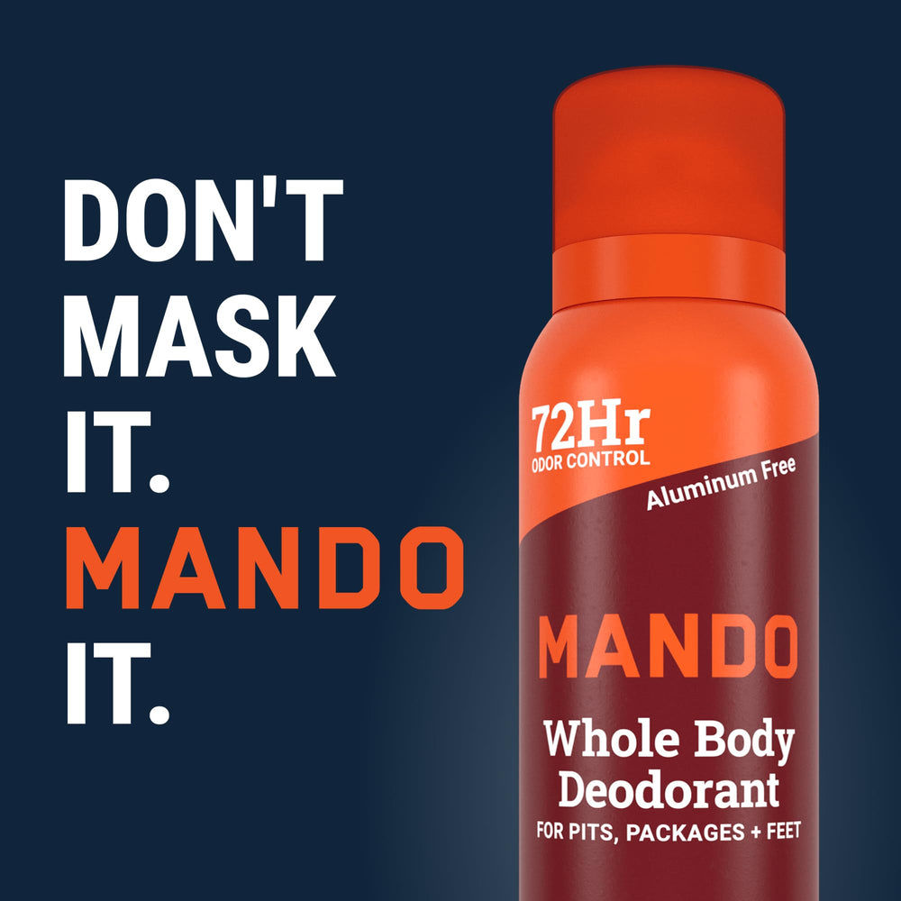 Two cans of Mando Bourbon Leather deodorant ready to travel.