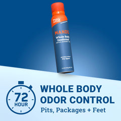 Mando Whole Body Deodorant can back view highlights label and ingredients.
