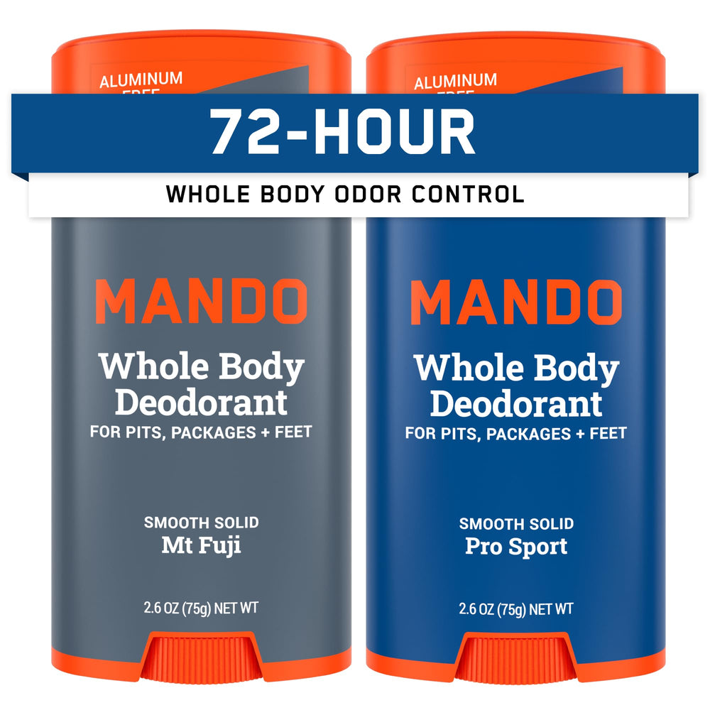 Mando Mt Fuji pack front view shows aluminum-free deodorant for all-day odor control.