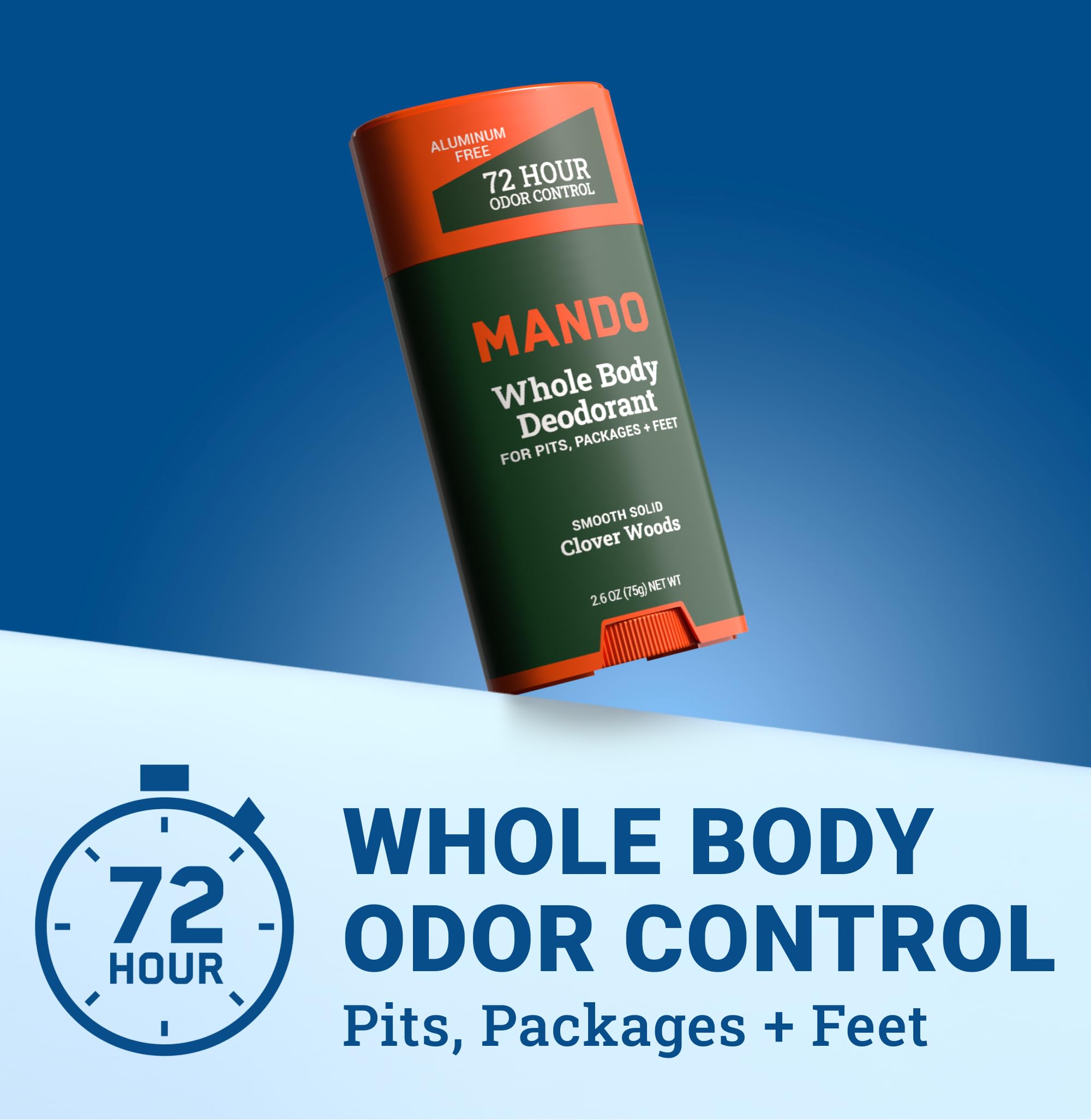 Mando Whole Body Deodorant 2-pack back view shows convenient odor protection.