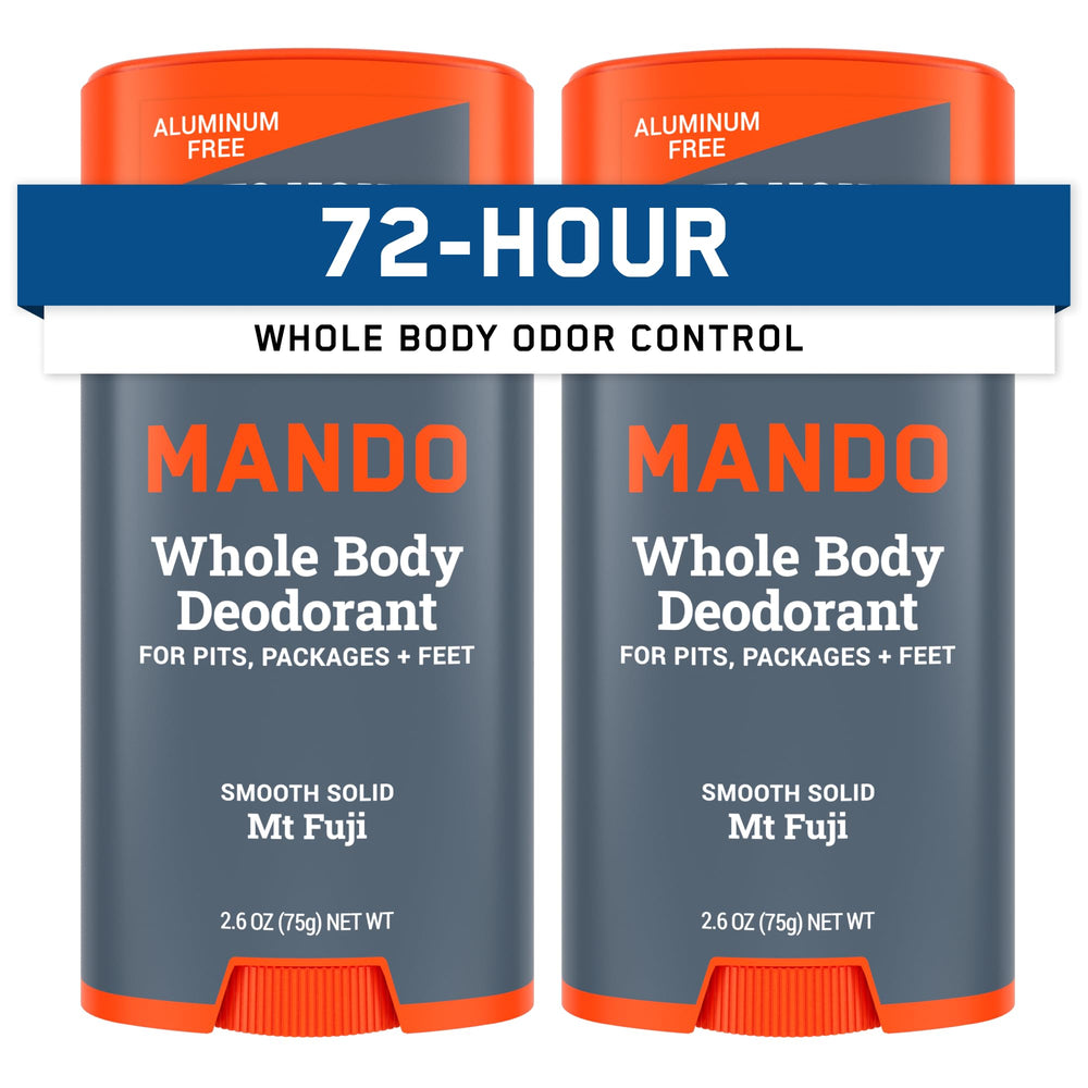 Mando whole body deodorant stick in Mt Fuji packaging for all-day odor control.