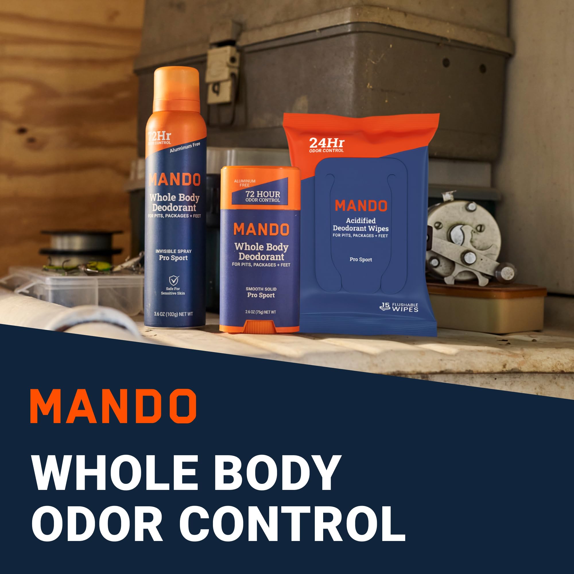Mando Invisible Spray bottle delivering a quick, invisible refresh.