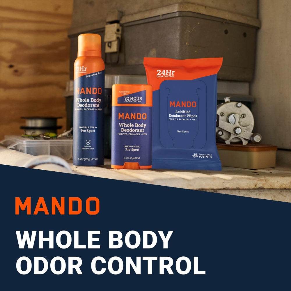 Mando Invisible Spray bottle delivering a quick, invisible refresh.