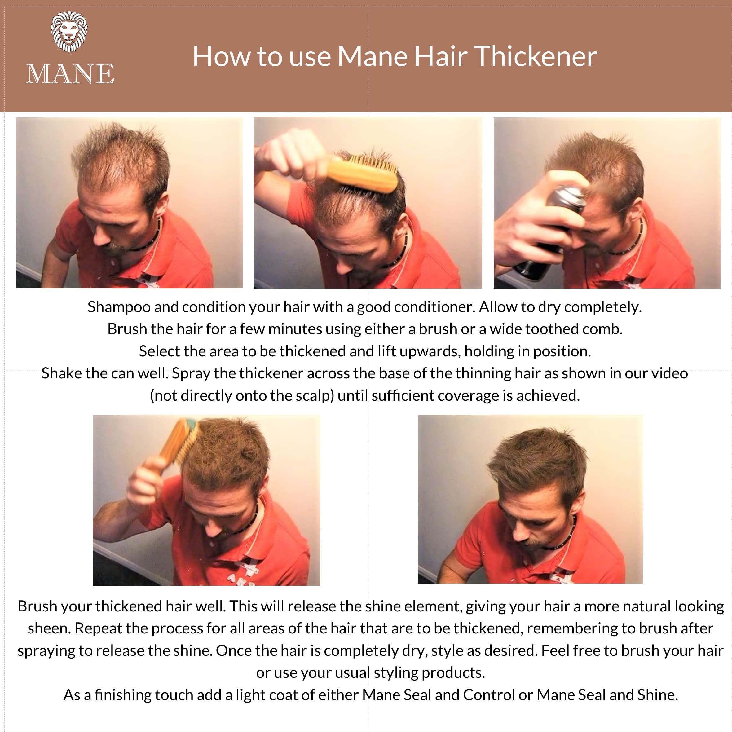 MANE application showing easy, quick thickening on hair