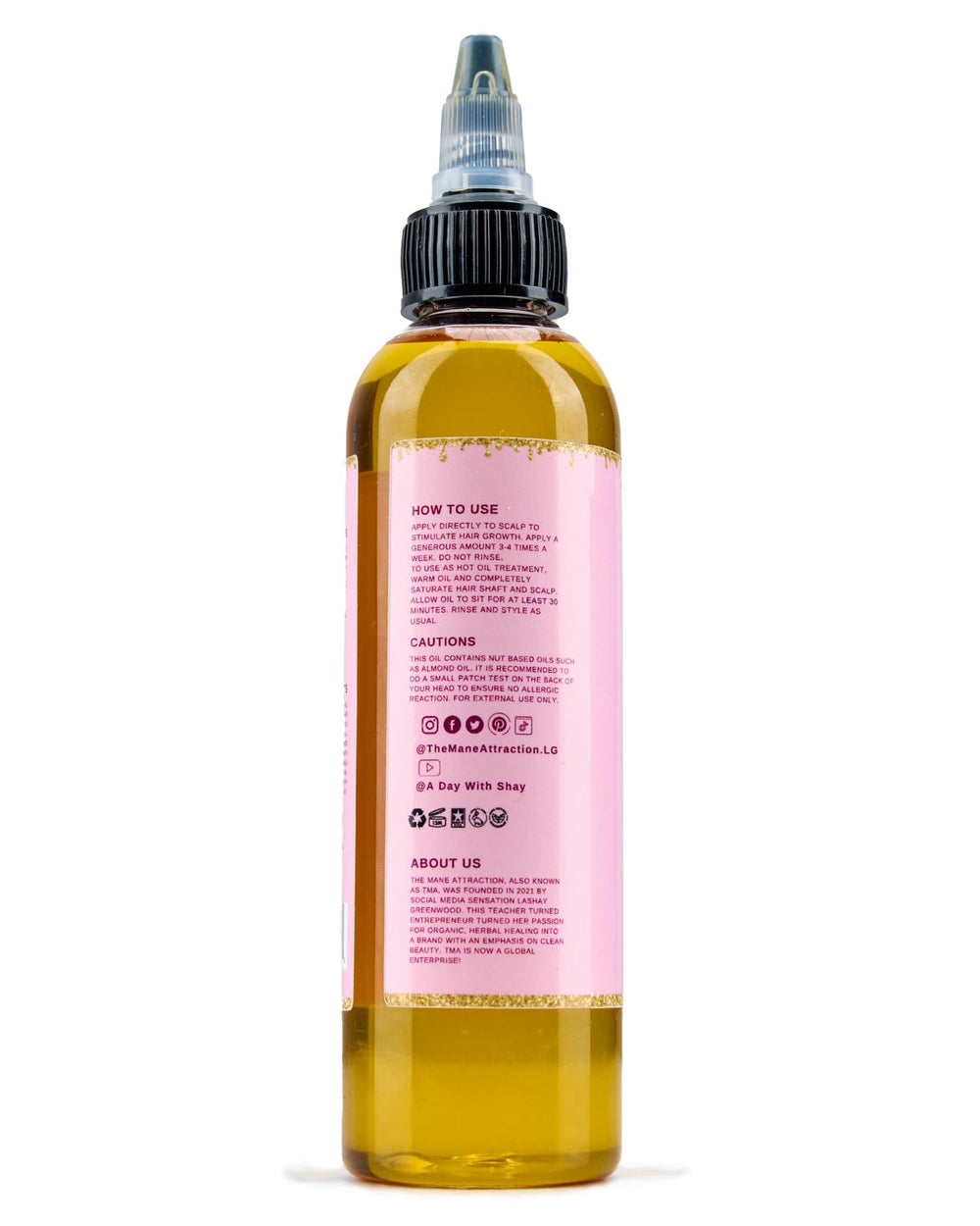 The Mane Attraction oil near ends helps prevent breakage and retain length.