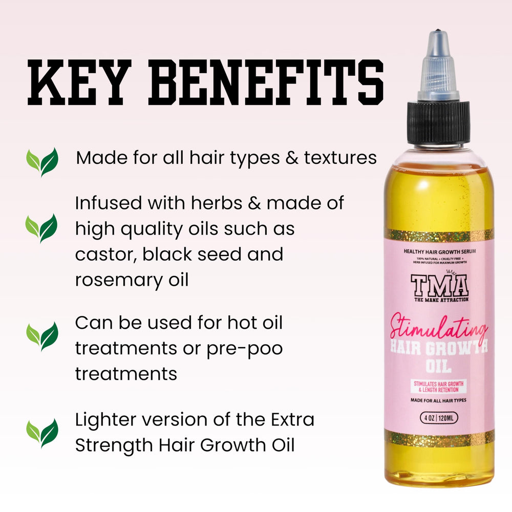 The Mane Attraction ingredients profile highlights rosemary, castor, and black seed for vitality.