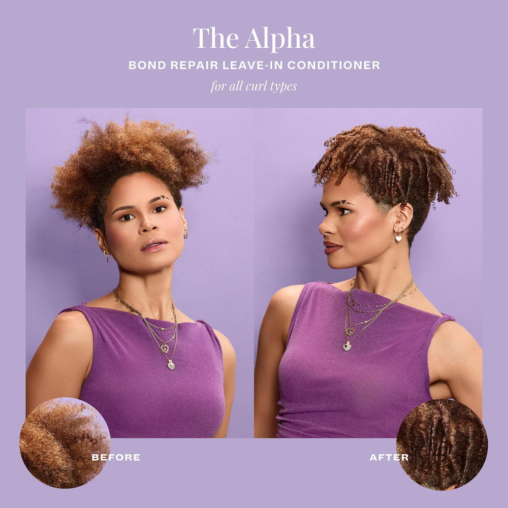 Bond repair action illustrated on healthy-looking curls with Alpha Recoil