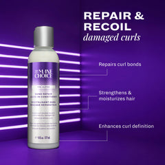 Close-up of Alpha Recoil Leave-In defining and smoothing curl texture