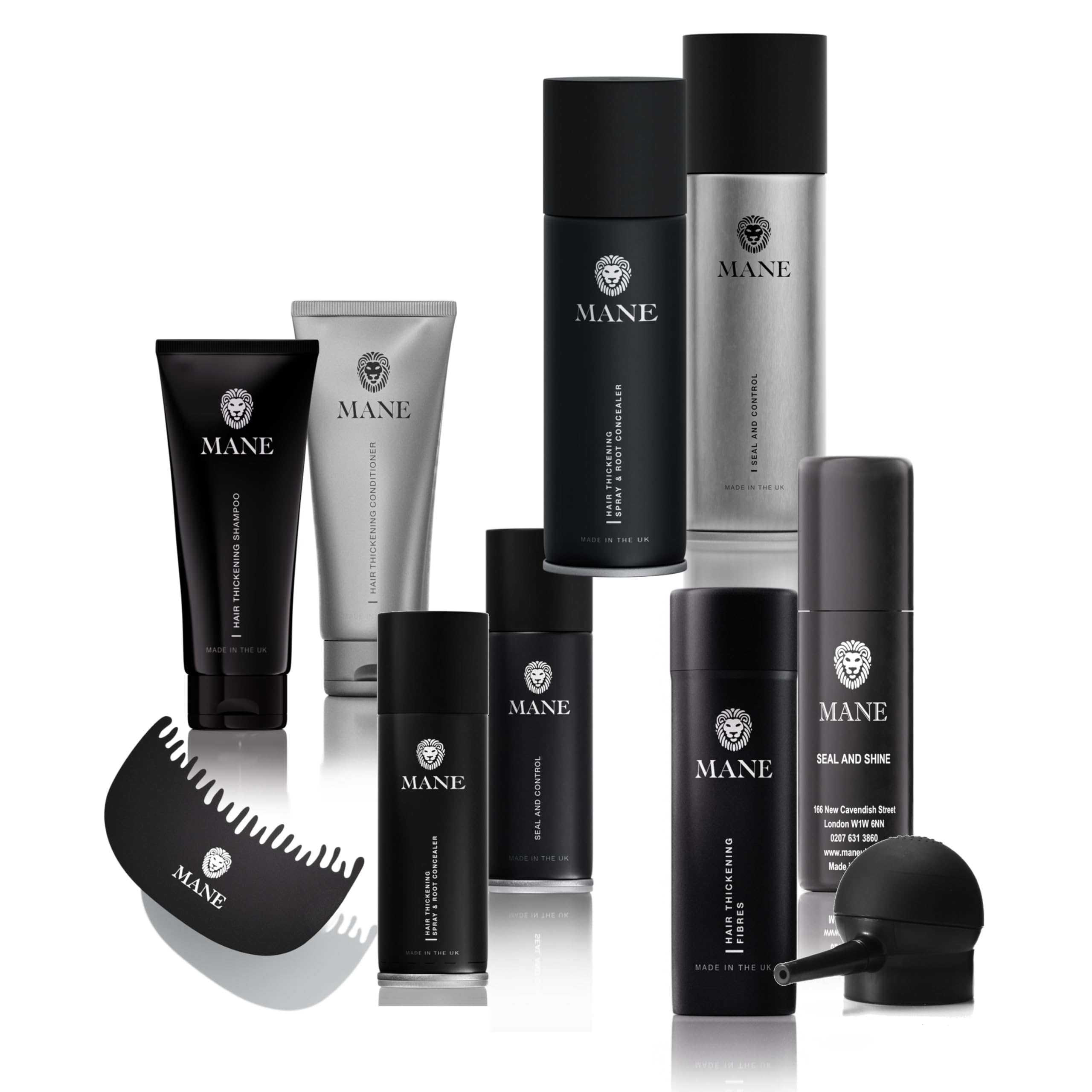 MANE Hair Thickening Fiber Spray covers grey roots easily.