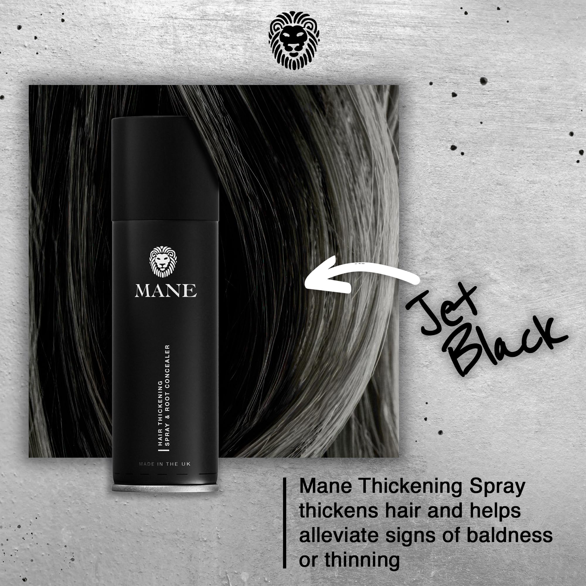 MANE Hair Thickening Spray color swatches display 12 shades for seamless shade matching.