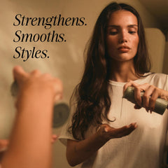 MANE IVY Hair Elixir Serum pump in action delivering 24-hour sleekness
