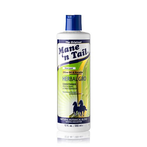 Mane 'n Tail Herbal Gro Conditioner label emphasizing herbal nourishment for scalp