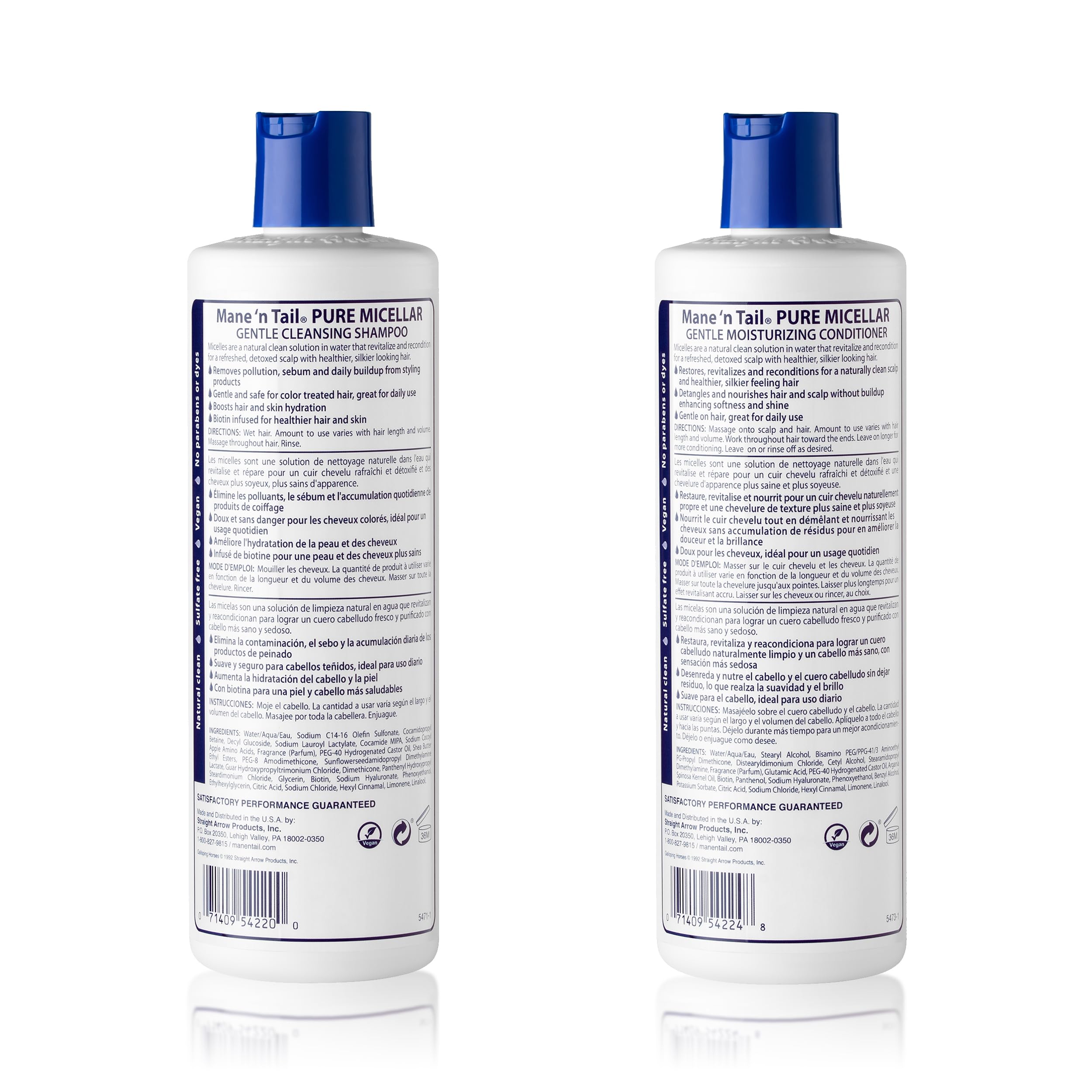 Mane 'n Tail micellar conditioner bottle front highlighting smoothing and breakage reduction.
